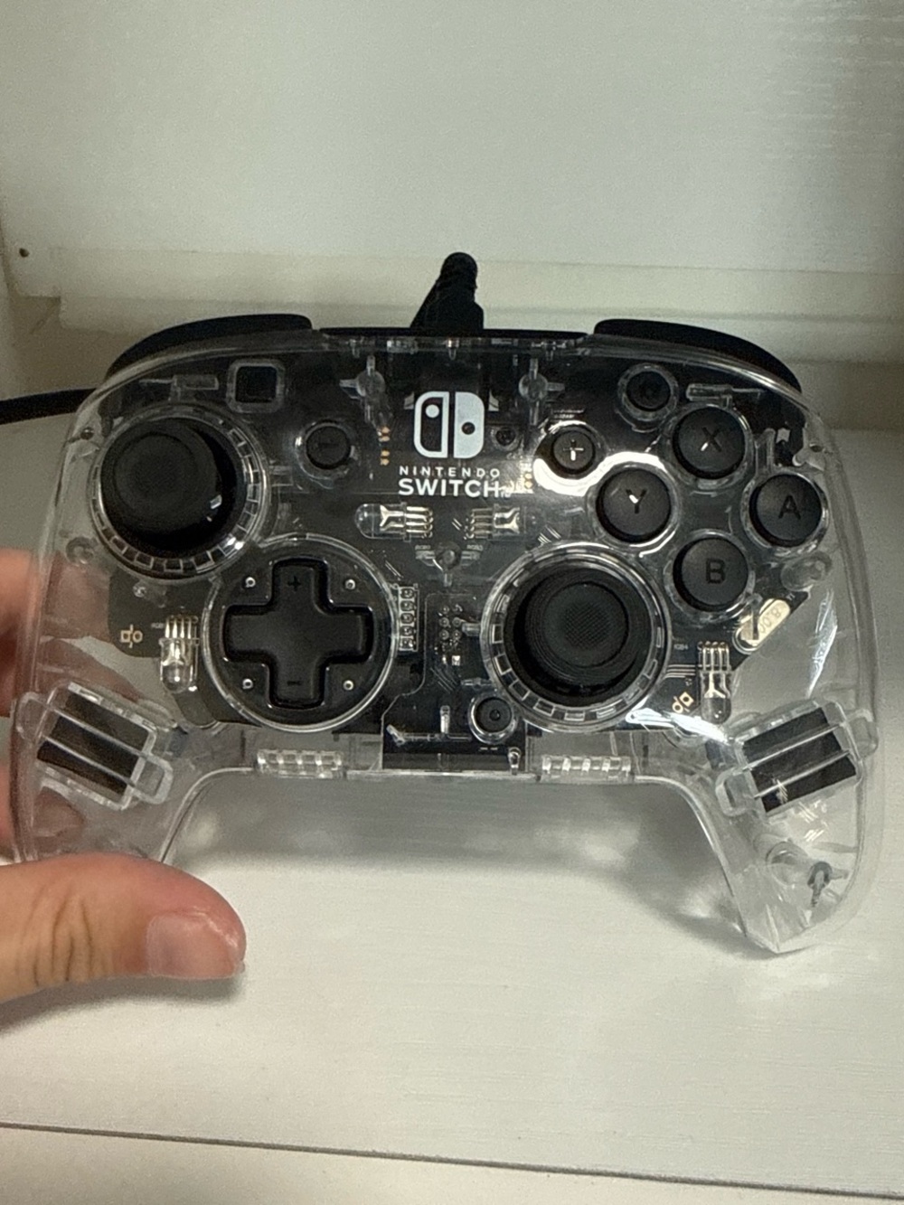 Nintendo Switch Wired Clear Controller with Black Buttons